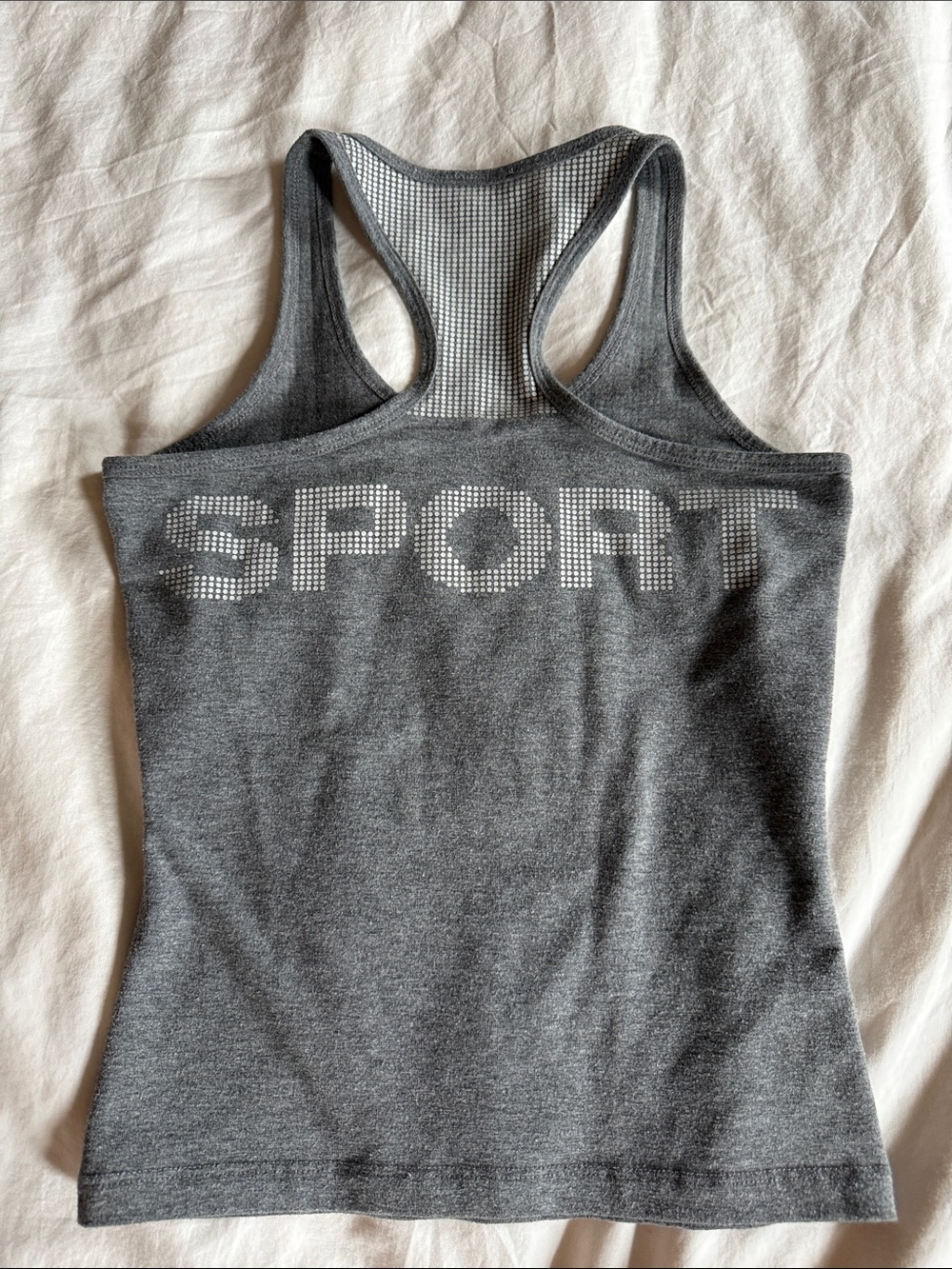 bebe Gray Racerback Logo Tank Top - Picture 3 of 3